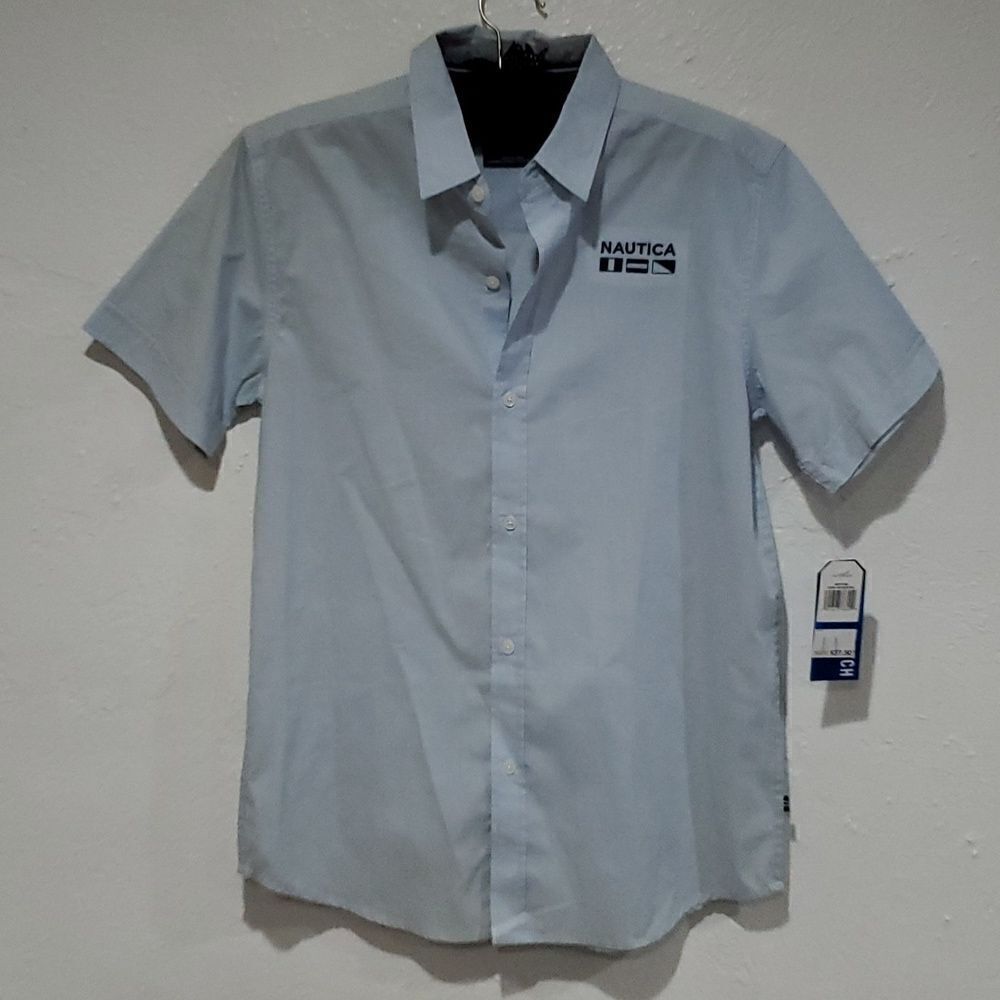 Nautica Short Sleeve Button Down Shirt Boys Size XL or 18/20